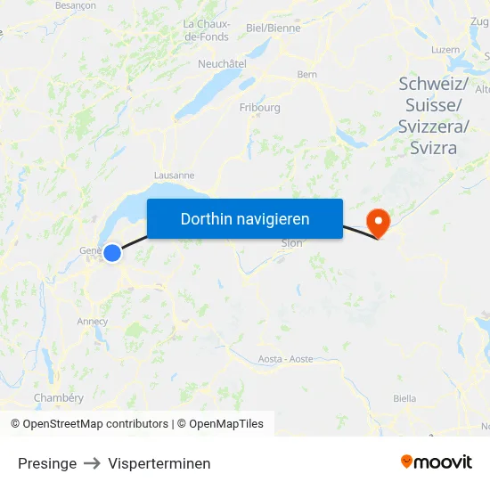 Presinge to Visperterminen map