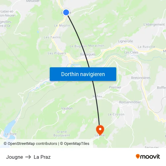 Jougne to La Praz map