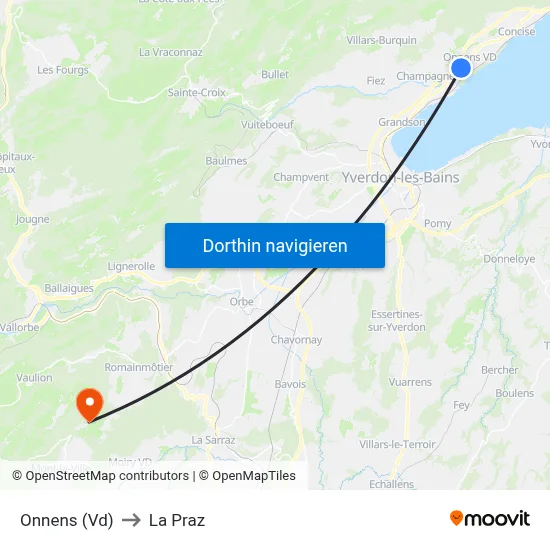 Onnens (Vd) to La Praz map