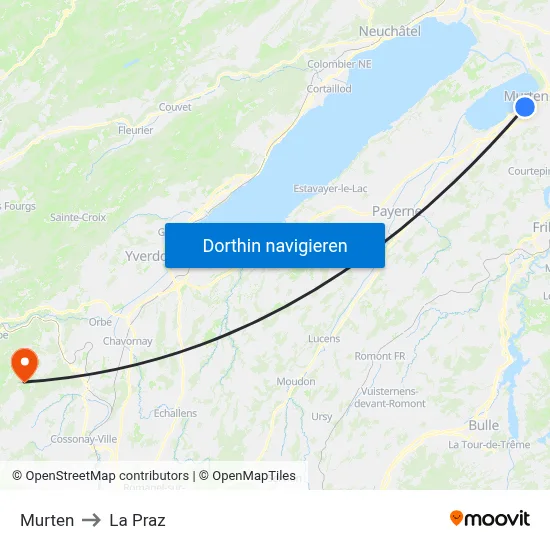 Murten to La Praz map