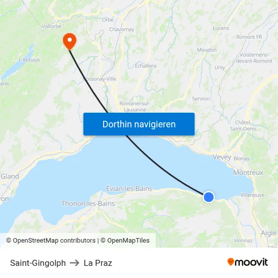 Saint-Gingolph to La Praz map