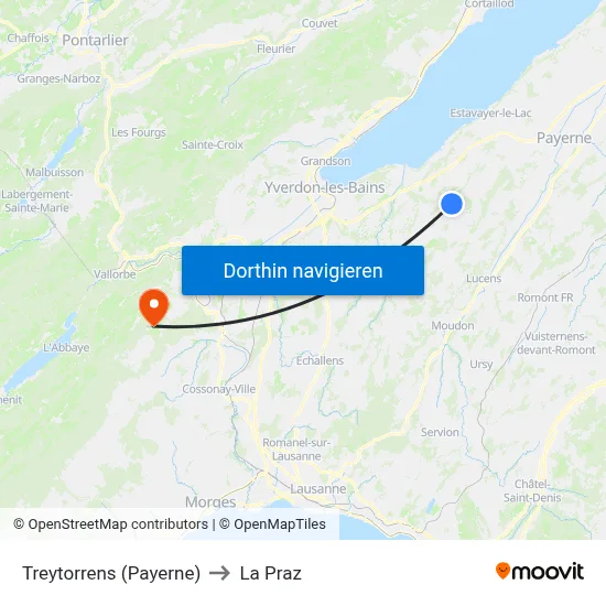Treytorrens (Payerne) to La Praz map