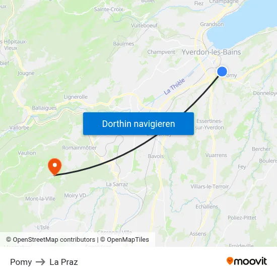 Pomy to La Praz map