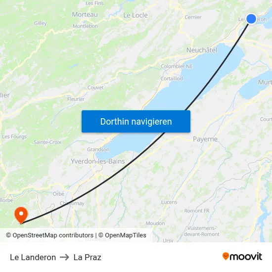 Le Landeron to La Praz map