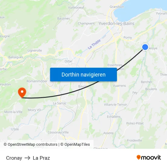 Cronay to La Praz map