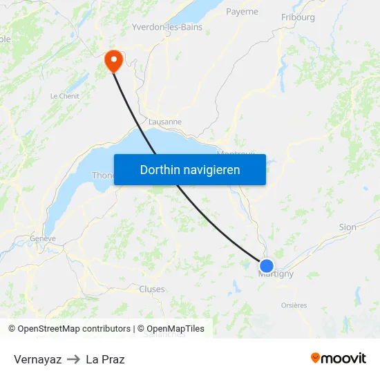 Vernayaz to La Praz map
