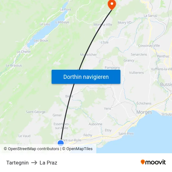 Tartegnin to La Praz map