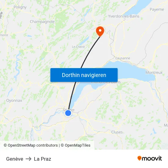 Genève to La Praz map