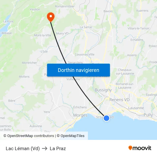 Lac Léman (Vd) to La Praz map