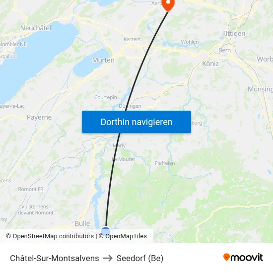 Châtel-Sur-Montsalvens to Seedorf (Be) map