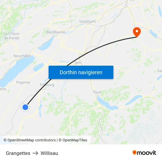 Grangettes to Willisau map