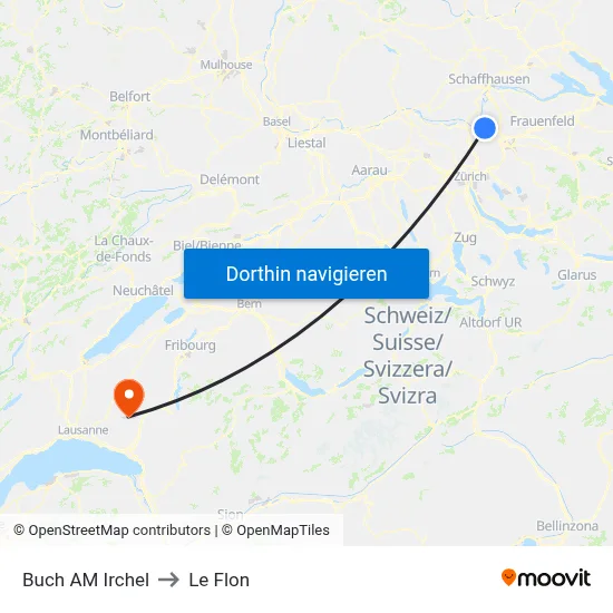 Buch AM Irchel to Le Flon map