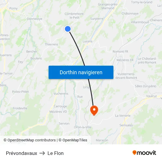 Prévondavaux to Le Flon map