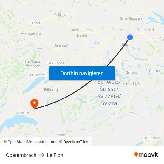Oberembrach to Le Flon map