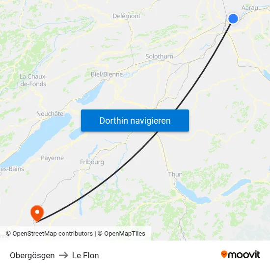 Obergösgen to Le Flon map