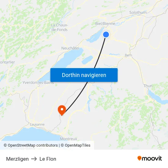 Merzligen to Le Flon map
