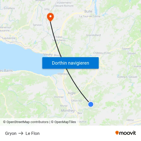 Gryon to Le Flon map