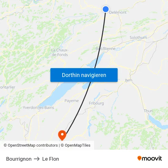 Bourrignon to Le Flon map