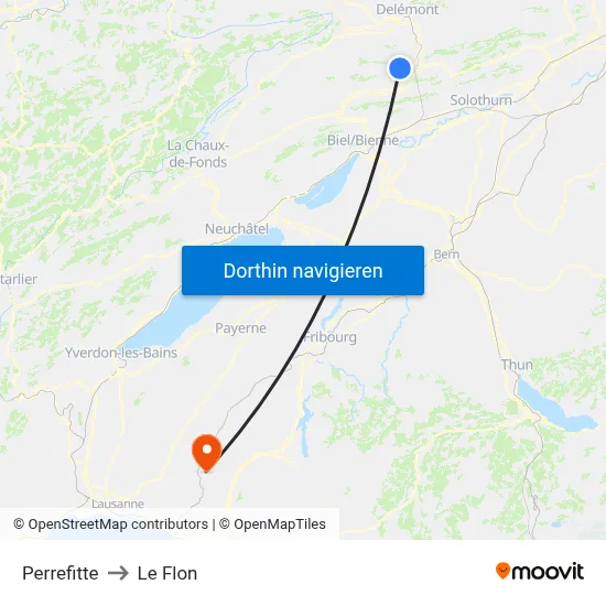 Perrefitte to Le Flon map