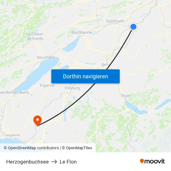 Herzogenbuchsee to Le Flon map