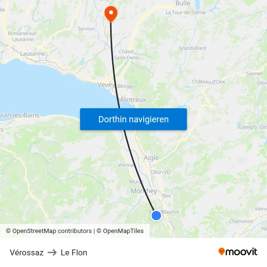 Vérossaz to Le Flon map