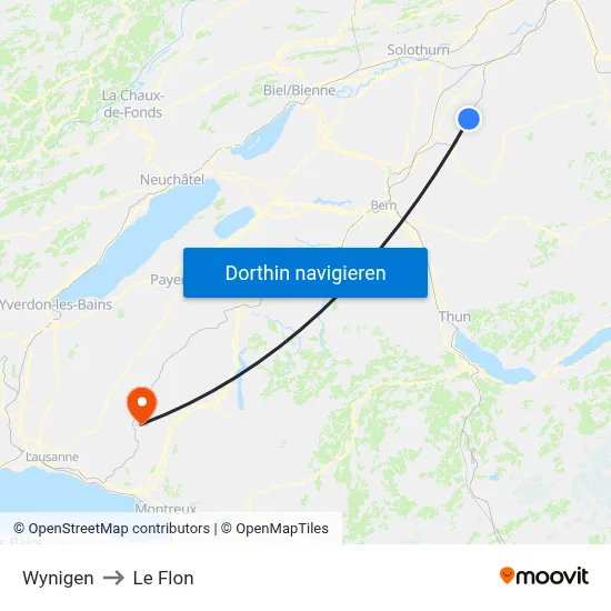 Wynigen to Le Flon map