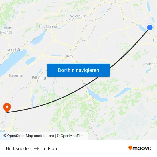 Hildisrieden to Le Flon map