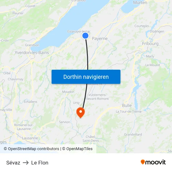 Sévaz to Le Flon map