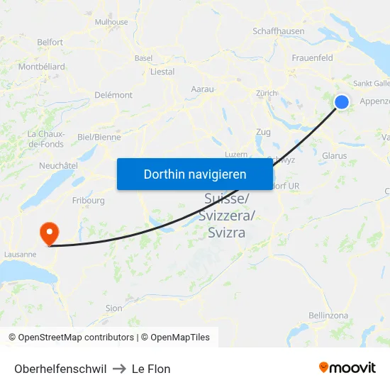 Oberhelfenschwil to Le Flon map