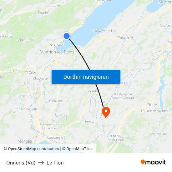 Onnens (Vd) to Le Flon map