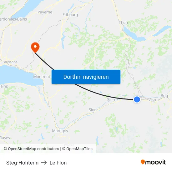 Steg-Hohtenn to Le Flon map