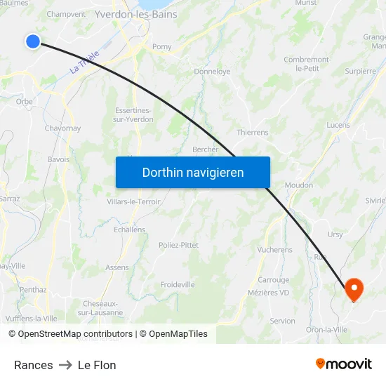 Rances to Le Flon map