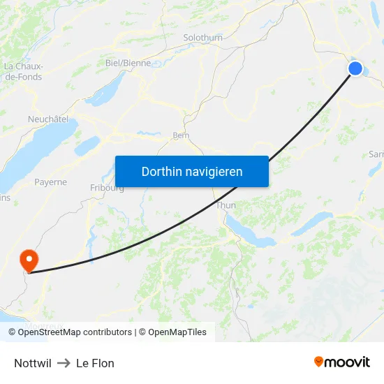Nottwil to Le Flon map