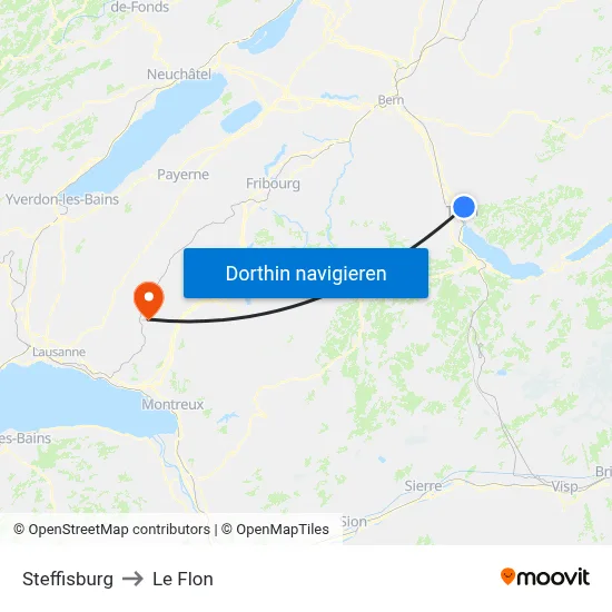 Steffisburg to Le Flon map