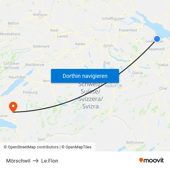 Mörschwil to Le Flon map