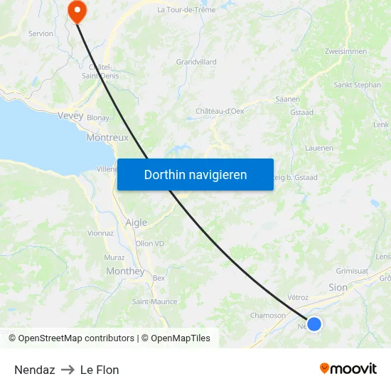 Nendaz to Le Flon map