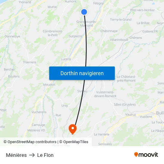 Ménières to Le Flon map