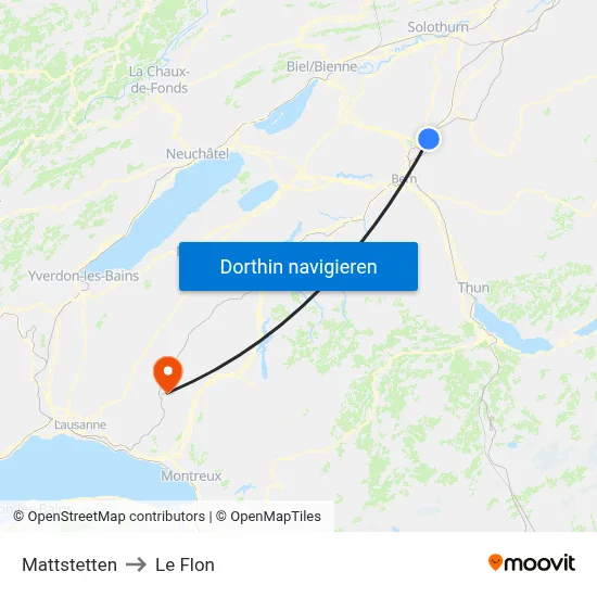 Mattstetten to Le Flon map
