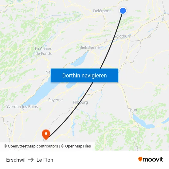 Erschwil to Le Flon map