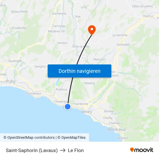 Saint-Saphorin (Lavaux) to Le Flon map