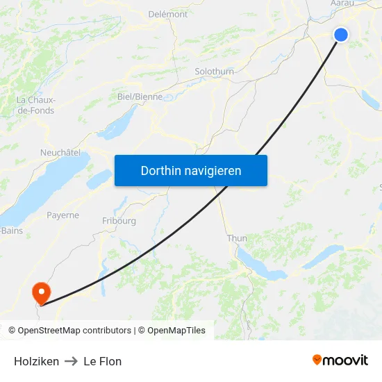 Holziken to Le Flon map