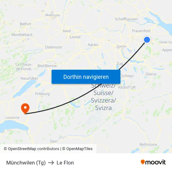 Münchwilen (Tg) to Le Flon map