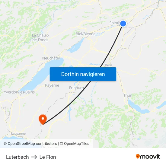 Luterbach to Le Flon map