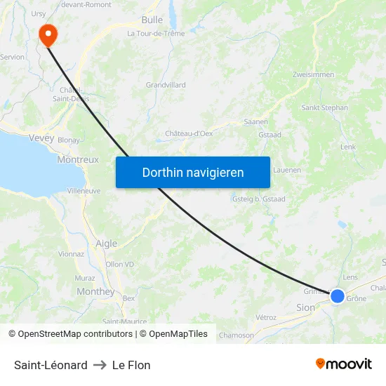 Saint-Léonard to Le Flon map