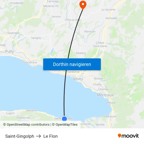 Saint-Gingolph to Le Flon map