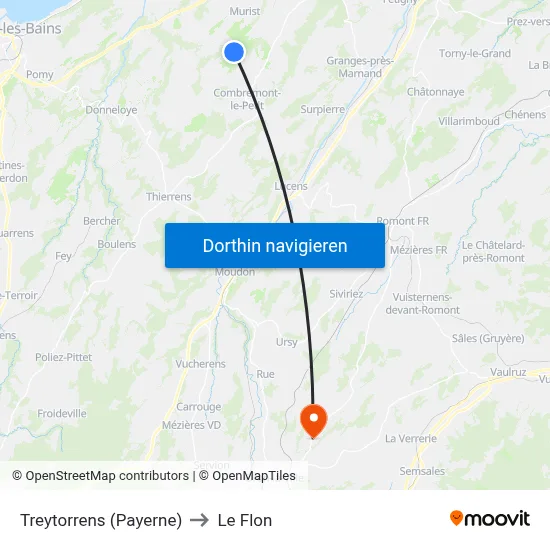Treytorrens (Payerne) to Le Flon map
