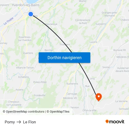Pomy to Le Flon map