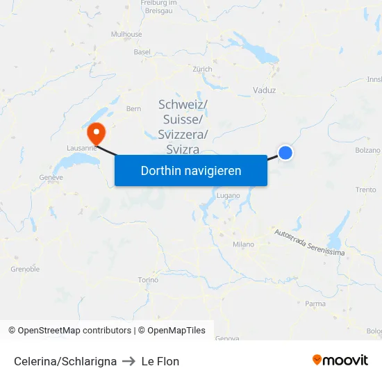 Celerina/Schlarigna to Le Flon map