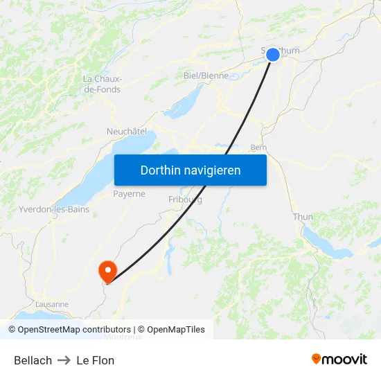 Bellach to Le Flon map