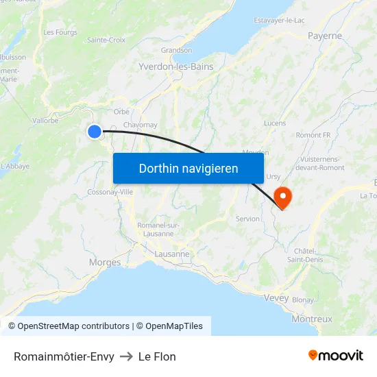 Romainmôtier-Envy to Le Flon map